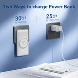 Magnetic Wireless Power Bank for iPhone & Apple Watch – 10000mAh Portable Charger with Built-in Cables & Wall Plug (White)