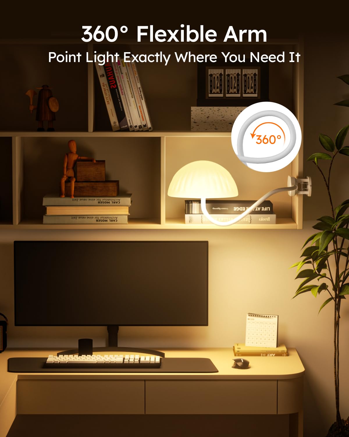 Rechargeable 3-in-1 Clip Desk Lamp – RGB Ambient Light & Adjustable Reading Light with Touch Control
