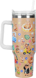 18 oz Kids Capybara Water Bottle with Straw, Direct-Sip Lid, Safety Lock and Keychain