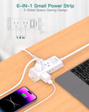 Ultra Flat Plug Power Strip – 6 Outlet Extension Cord with Right Angle Slim Design