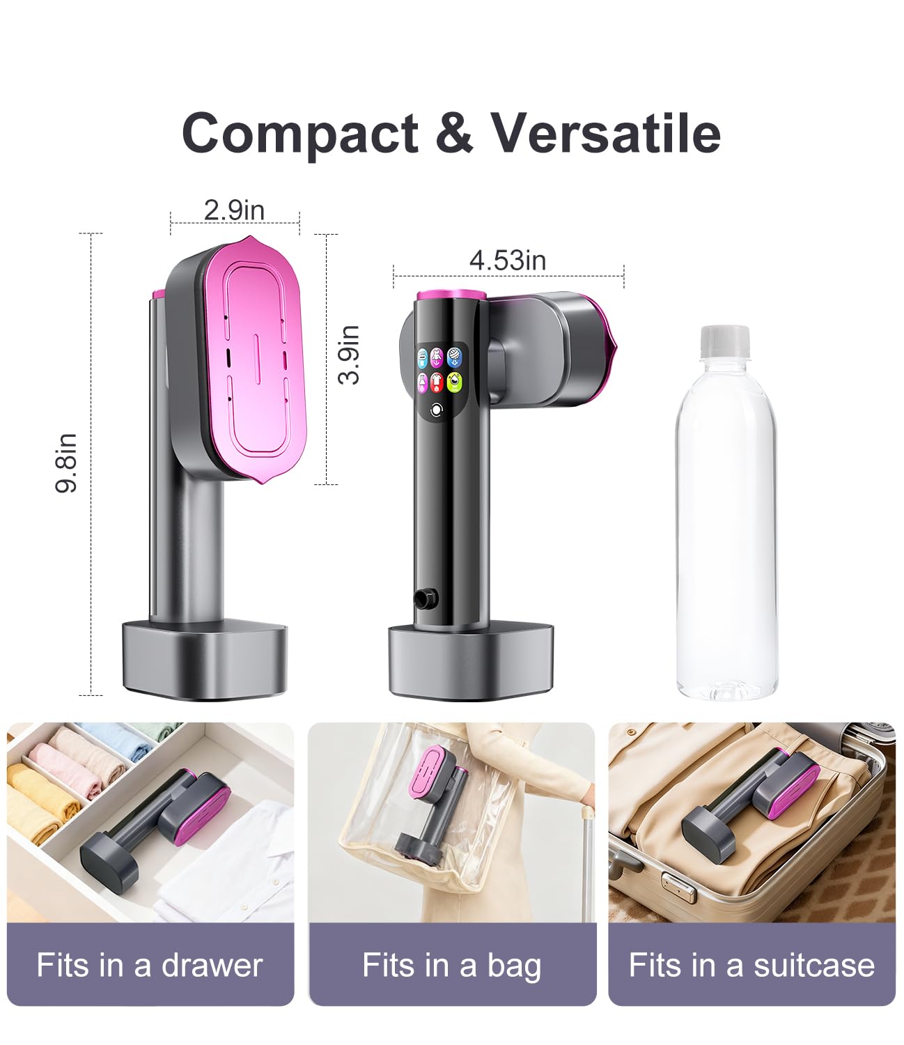 Digital Touch 2-in-1 Handheld Garment Steamer Iron 1200W with Rotating Head and Multi Fabric Modes