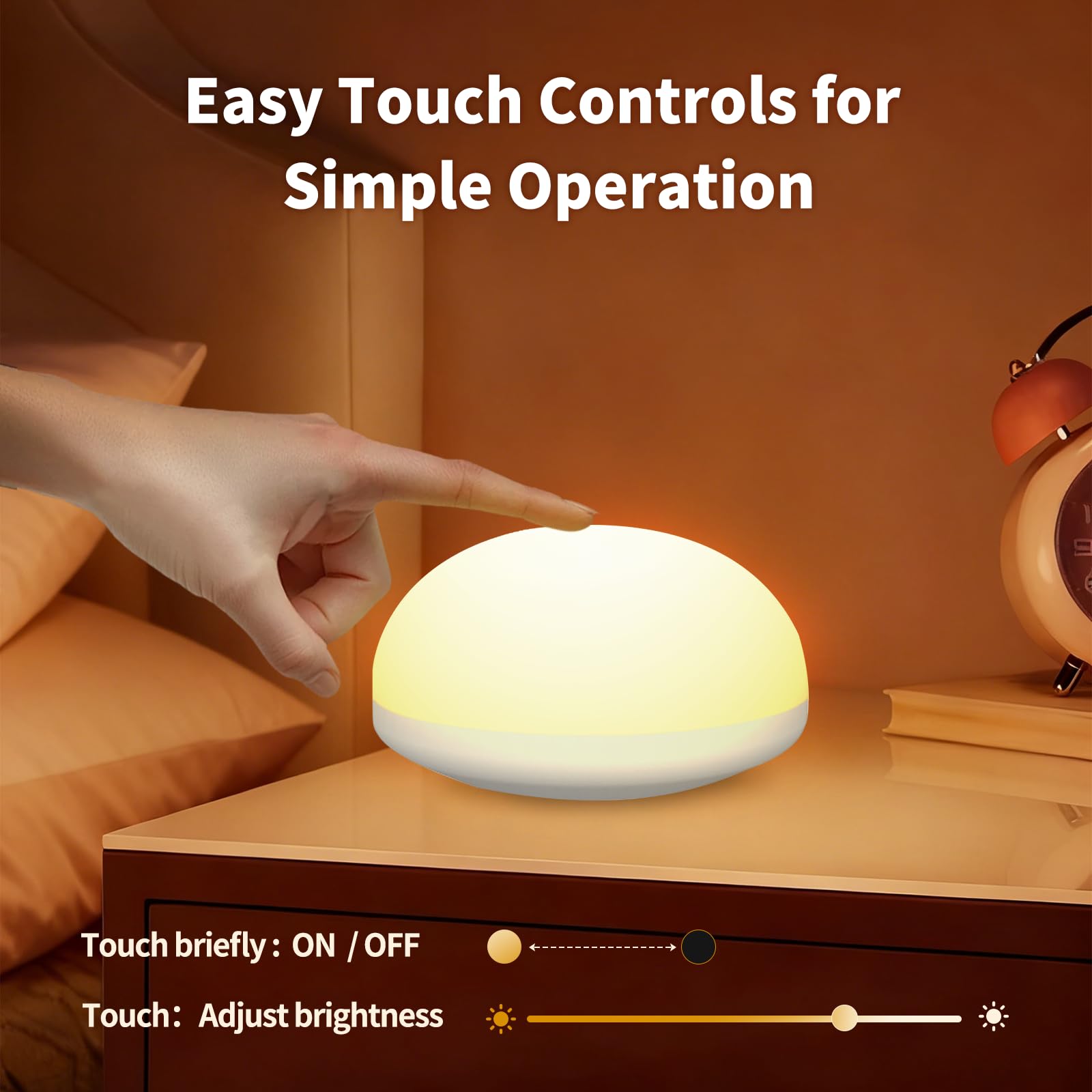 Touch Control Baby Night Light – Rechargeable Nursery Lamp with Adjustable Brightness & Color Temperature