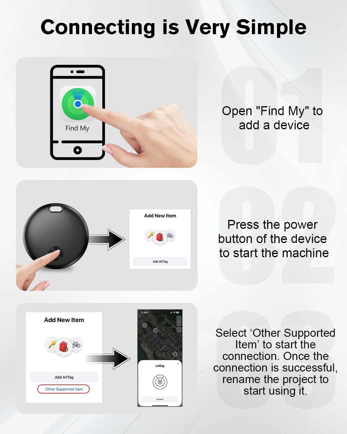 Hauibela Smart Bluetooth Tracker Tags 4 Pack, Apple Find My Compatible Item Locator with Sound Alert & Waterproof Protection – Black