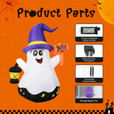 5-Foot White Wizard Ghost Inflatable – Halloween Outdoor Decoration with LED Lights & Fast Inflation (DJ-WS-69073)