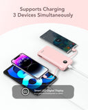 20000mAh Fast Charging Power Bank with Built-In Wall Plug & Cables – 22.5W QC Portable Charger (Pink)