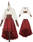 Red Renaissance Pirate Costume Set – 2-Piece Medieval Skirt & Blouse Outfit with Corset and PU Belt