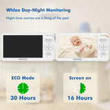 HelloBaby HB6560 6" IPS Baby Monitor with Camera & Audio – Non-WiFi Video Baby Monitor with Night Vision, Pan Tilt Zoom