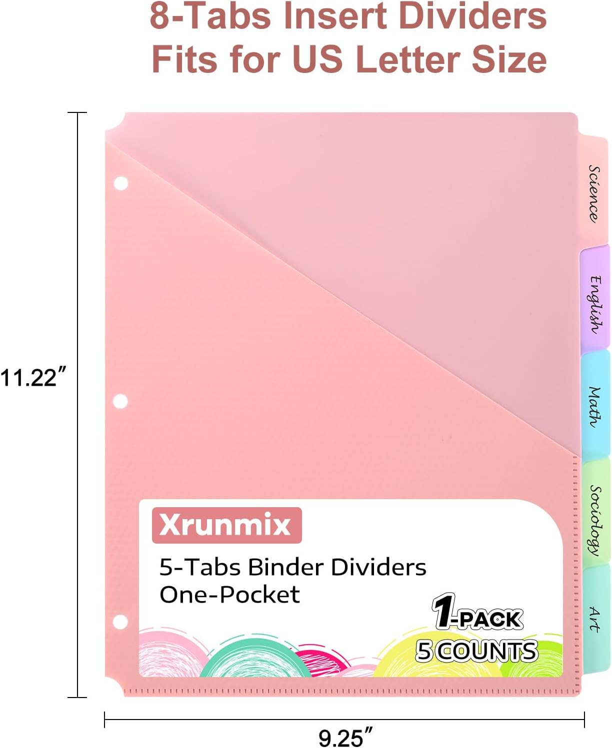 5-Piece Pastel Pocket Binder Divider Set