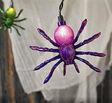 Multicolor Halloween Spider String Lights – 8.5ft Plug-In LED String with 10 Orange, Purple & Green Spiders (Connectable Indoor/Outdoor Décor)