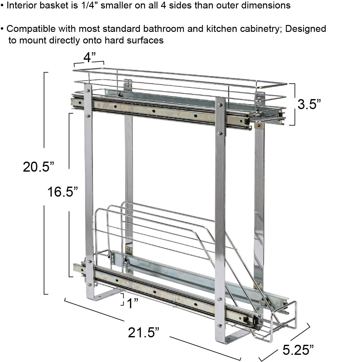 Household Essentials Glidez 2-Tier Pull-Out Cookware Organizer – Chrome Slide-Out Rack with Dual Storage Levels