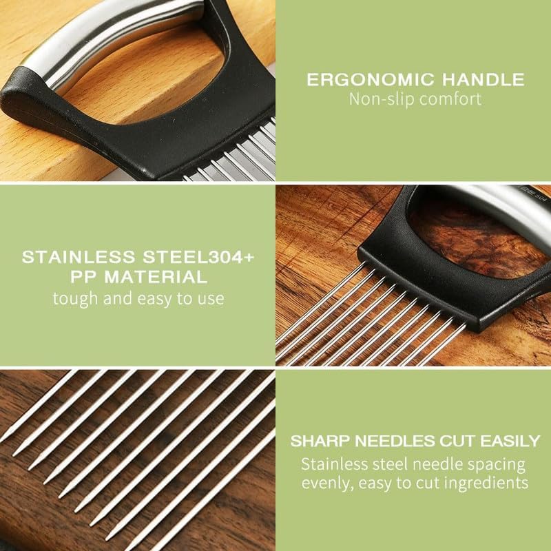 Stainless Steel Onion Holder Slicer – Multi-Purpose Vegetable & Food Slicing Assistant Tool
