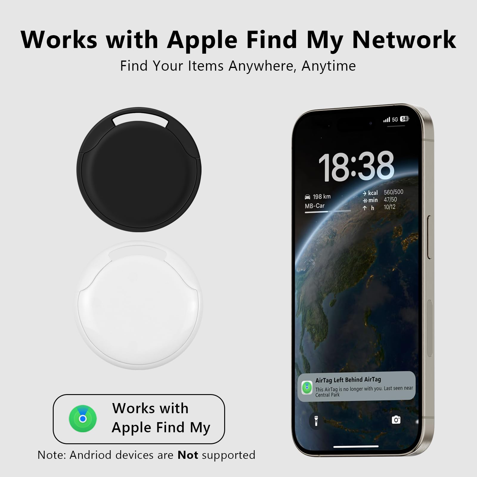 Apple Find My Bluetooth Tracker Tag 4 Pack, Waterproof IP67 Smart Item Locator with Replaceable Battery and Anti-Loss Alert