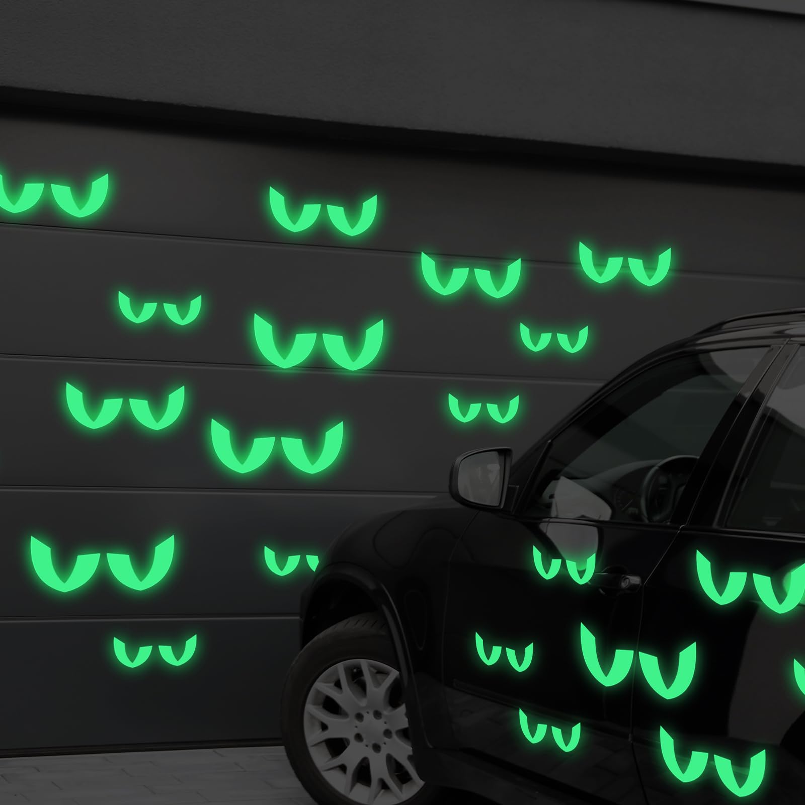 Glow-in-the-Dark Garage Door Magnets – 20 Pairs Luminous Halloween Eyes for Spooky Outdoor Decor (Waterproof & Reusable)