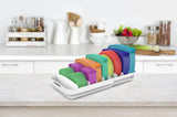 EVERIE Extendable Food Container Lid Organizer – Adjustable Cabinet & Drawer Storage with Removable Dividers (White)