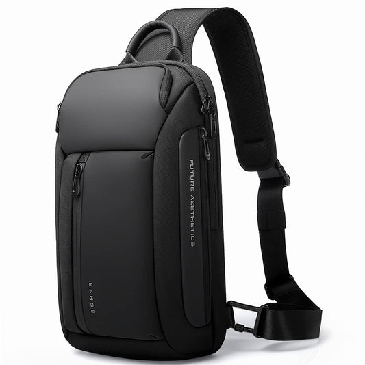 BANGE Waterproof Sling Bag for Men – Lightweight Crossbody Shoulder Backpack with Multi-Pocket Storage (Black)