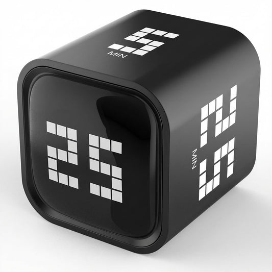 Rotating Focus Timer with Flip Control, True Pomodoro Presets & Custom Countdown, Silent Vibration Desk Timer for Work, Study & Kitchen – Black