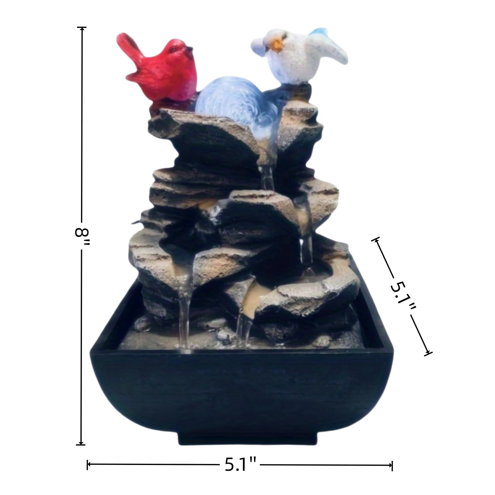 Red & White Mini Tabletop Water Fountain – Compact Desk Zen Waterfall (Red and White)
