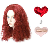 Girls Red Heart Costume Set – Jacket, Pants, Wig & Accessories (Bracelet, Necklace, Earrings, Hairpin)