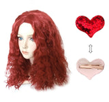 Girls Red Heart Costume Set – Jacket, Pants, Wig & Accessories (Bracelet, Necklace, Earrings, Hairpin)