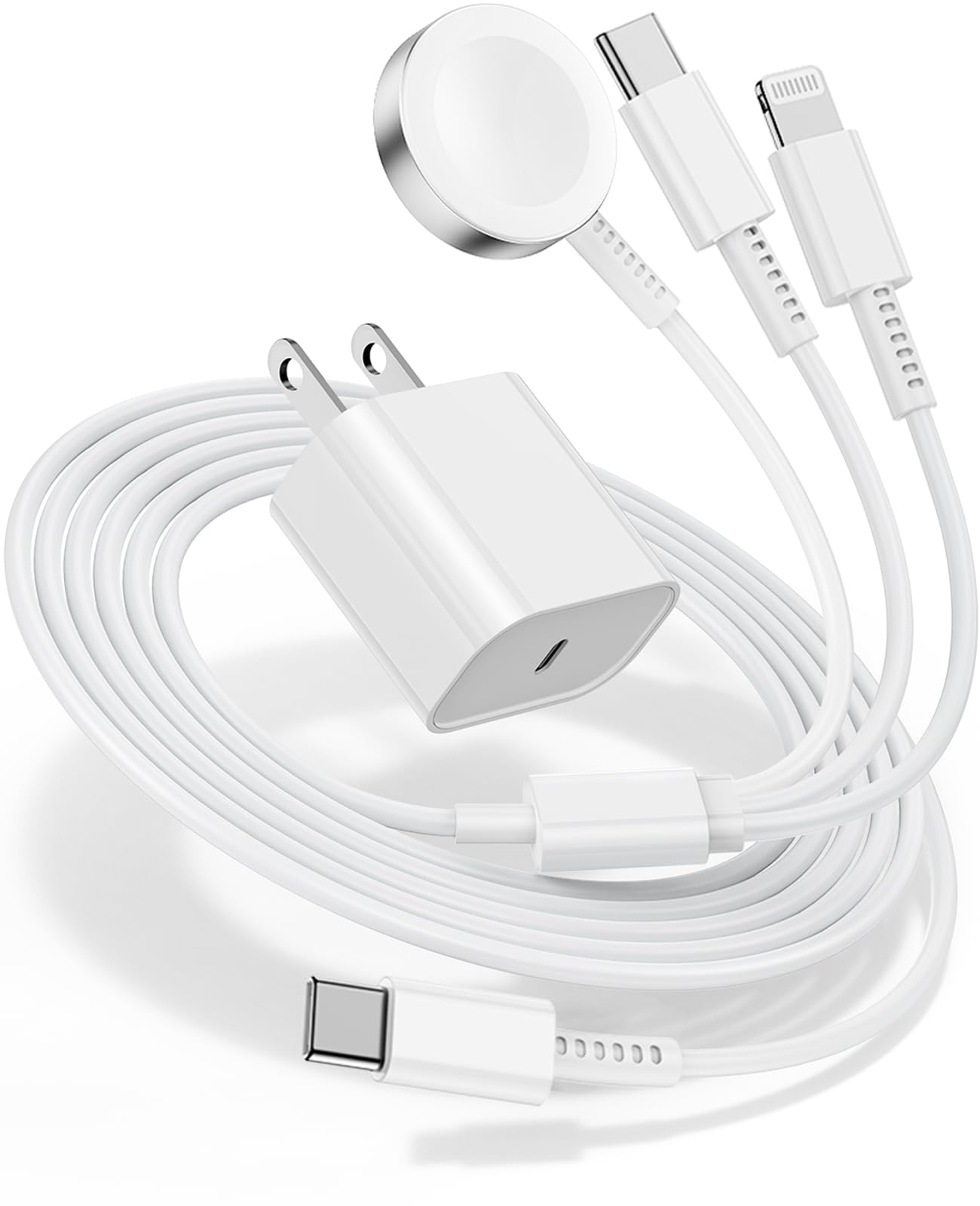 3-in-1 Apple Watch & iPhone Fast Charging Cable – Magnetic USB-C Travel Charger with 20W Adapter