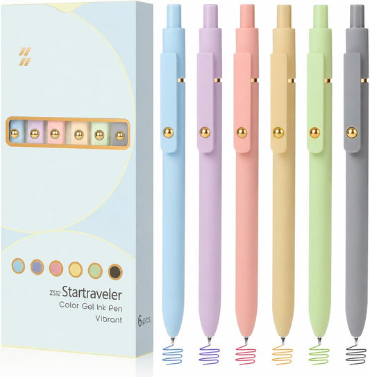 6-Pack Quick-Dry Multicolor Gel Pens with 0.7 mm Tips