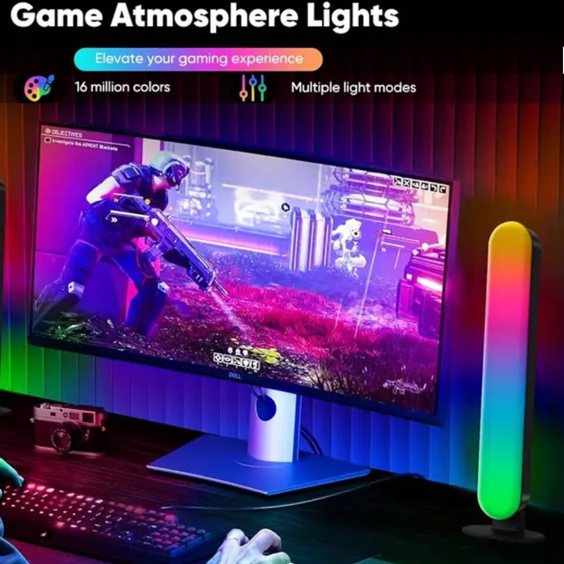 RGB IC Music Sync Light Bars (2-Pack) – USB Powered Ambient Desk & TV Lighting with App & Remote Control – Black