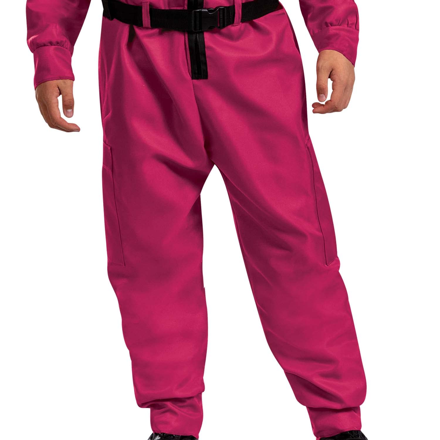 Squid Game Guard Costume – Official Netflix Inspired Triangle Mask Jumpsuit with Belt & Hood