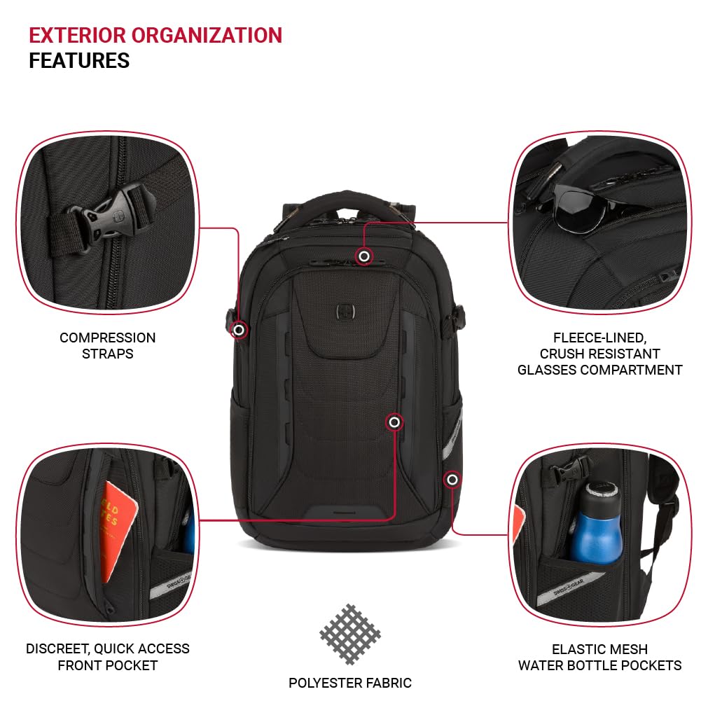 SwissGear Travel Tech Pro Laptop Backpack ScanSmart TSA-Friendly with Organizer Pockets for 16 Inch Laptop