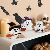 Halloween Wooden Ghost Decorations – 4 Pack Freestanding Colorful Tabletop Décor for Home, Coffee Bar & Fireplace Mantle