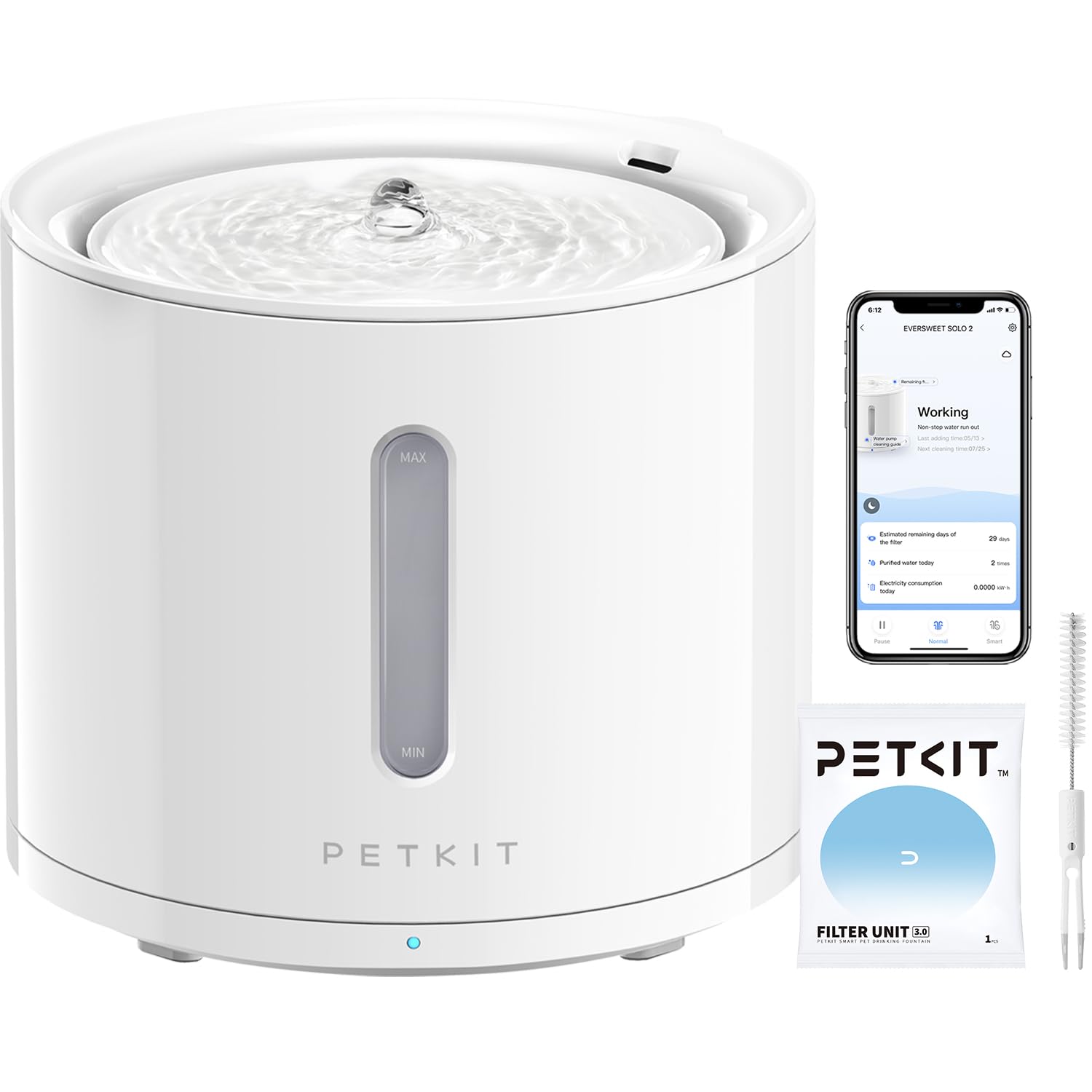 PETKIT EVERSWEET SOLO 2 Smart Cat Water Fountain 2L – Bluetooth App Control & Wireless Pump 3.0 (White)