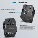 EPICKA Universal Travel Adapter – Worldwide Plug Adapter with 3 USB-C & 2 USB-A Ports (Black)