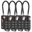 Forge TSA Approved Cable Luggage Locks 4 Pack, Durable 3 Digit Combination Travel Locks for Suitcases, Backpacks & Gym Bags
