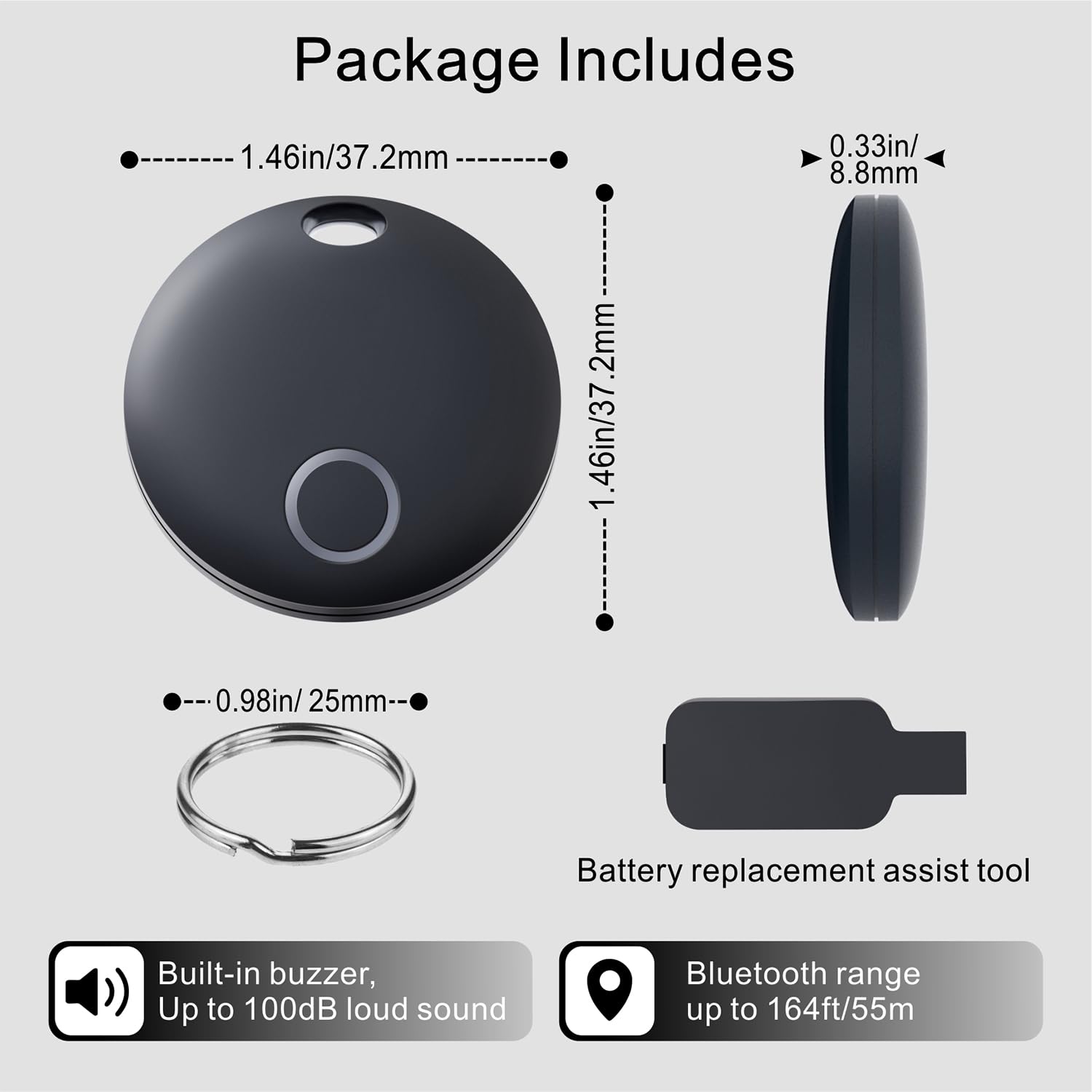 Bestray Bluetooth Smart Tracker Tag for Apple Find My, Waterproof Item Locator with 100dB Alert and Global Tracking