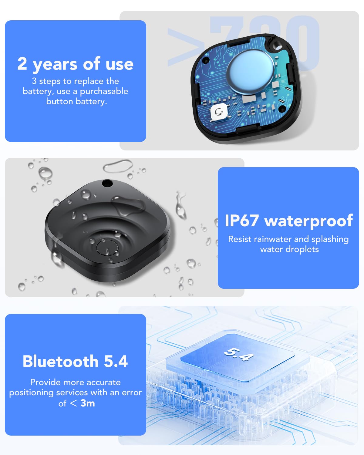 Dual-System Smart Tracker Tag 4 Pack, Apple Find My & Google Find Hub Compatible Bluetooth Tracker, Anti-Loss Item Locator with Loud Alert and Privacy Protection