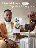 MagSafe Airplane Phone Holder Mount – 360° Rotating Travel Phone Stand for iPhone, Tray Tables & Luggage Handles