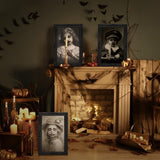 3D Lenticular Haunted Portrait Set 👻 – 3-Pack Changing Face Halloween Wall Frames (Style A, Black PVC)
