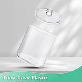 Clear Bathroom Organizer Canisters with Plastic Lids (4-Pack) – Qtip, Cotton & Vanity Storage Set with Labels
