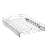 Slim Pull-Out Cabinet Organizer – 1-Tier Silver Sliding Wire Shelf for Kitchen, Bathroom & Pantry