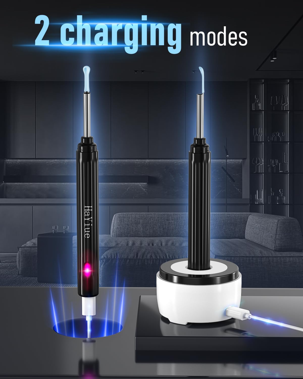 Smart Visual Ear Cleaner with 1296P HD Camera & WiFi Connectivity – Ultra-Slim Ear Wax Removal Tool with LED Lights & USB Rechargeable Design
