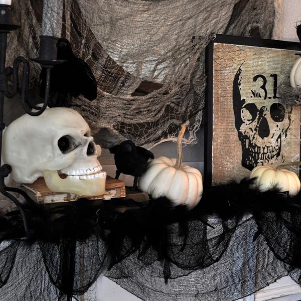 5PCS Black Halloween Creepy Cloth Set – Stretchy Gauze Fabric for Indoor & Outdoor Spooky Decorations (30" x 72")