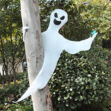 Happy Halloween Tree Ghost Decoration – 53” White Wrap-Around Ghost with Adjustable Arms (Weatherproof Outdoor Decor)