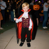 Kids Red Count Dracula Costume Set – Cape, Top, Pants & Scepter (Ages 4–12)