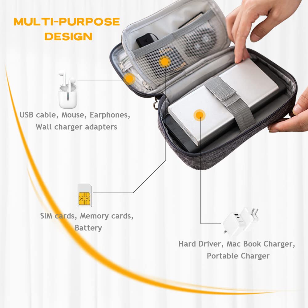 Portable Electronics Organizer Travel Case – Cable & Gadget Storage Bag for Chargers, USB Cords, Hard Drives & Tech Accessories