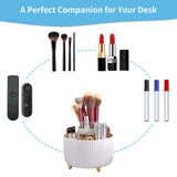 MARBRASSE 360° Rotating Desk Organizer – 5-Compartment Pen Holder & Desktop Storage Caddy for Office & Home