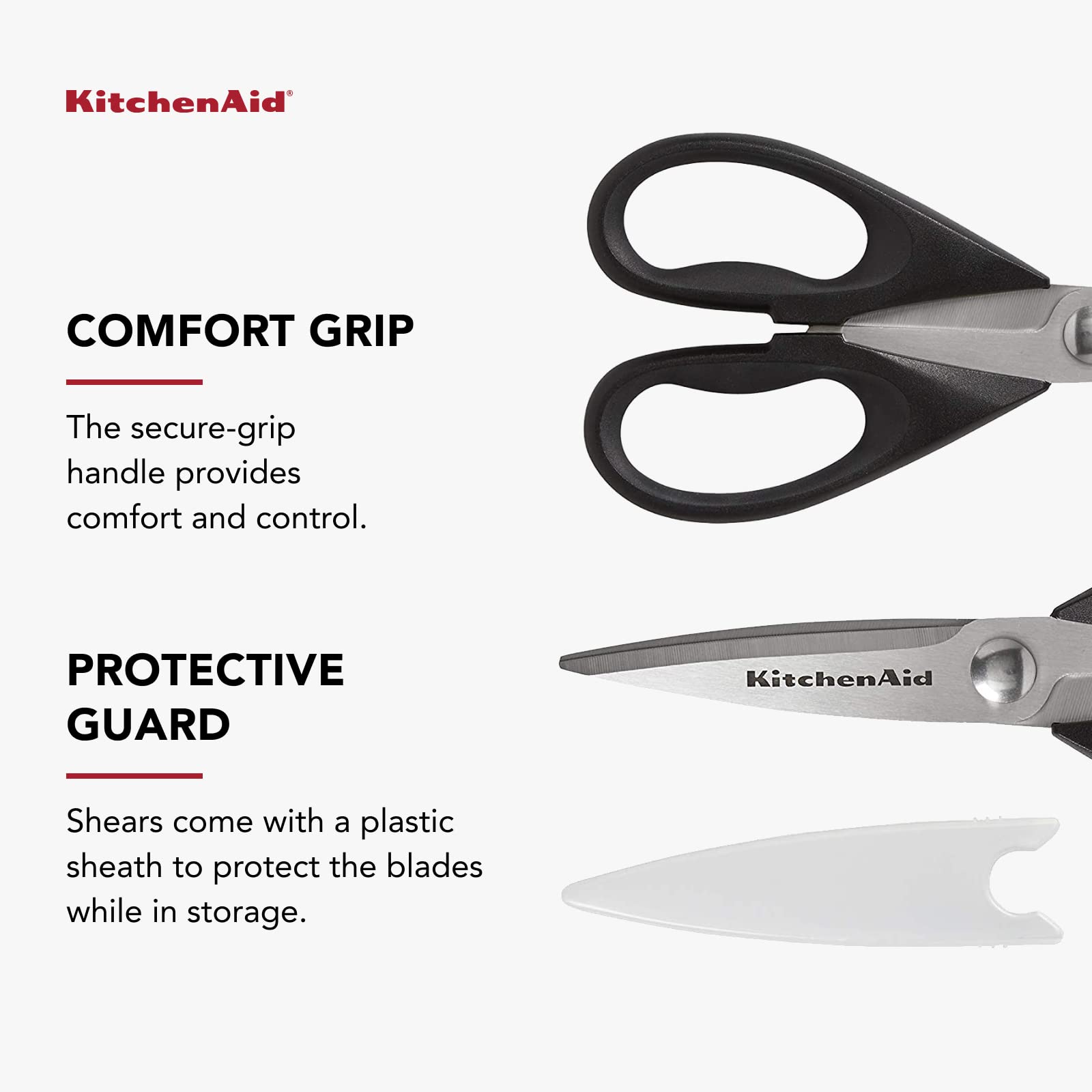 Heavy-Duty Stainless Steel Kitchen Shears with Soft Grip & Blade Guard