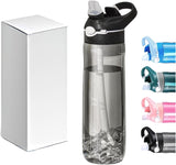 25 oz Clear Adventure Water Bottle with Straw and Clip