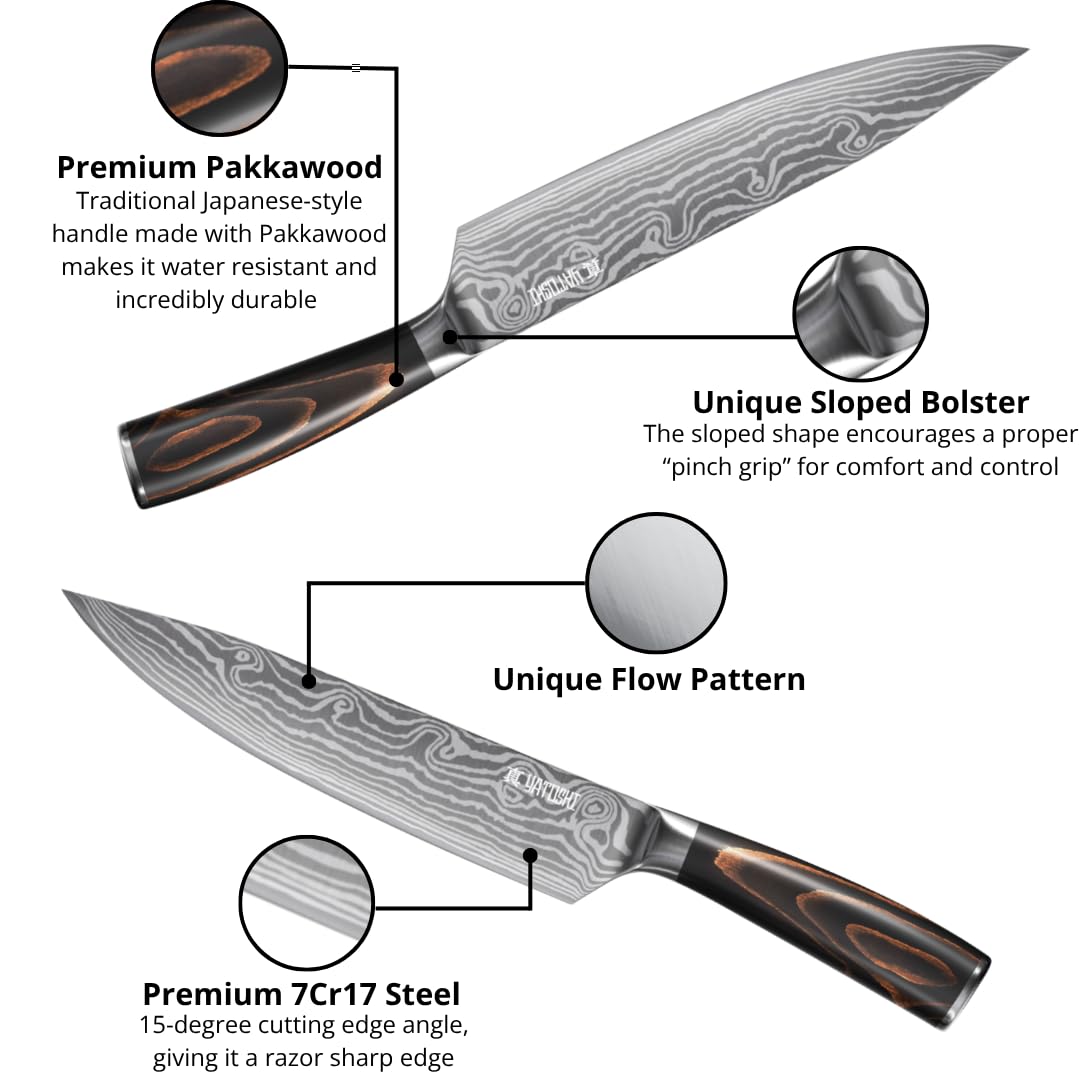 Premium 17-Piece Professional Knife Set with Acacia Block – High Carbon Steel Kitchen Cutlery