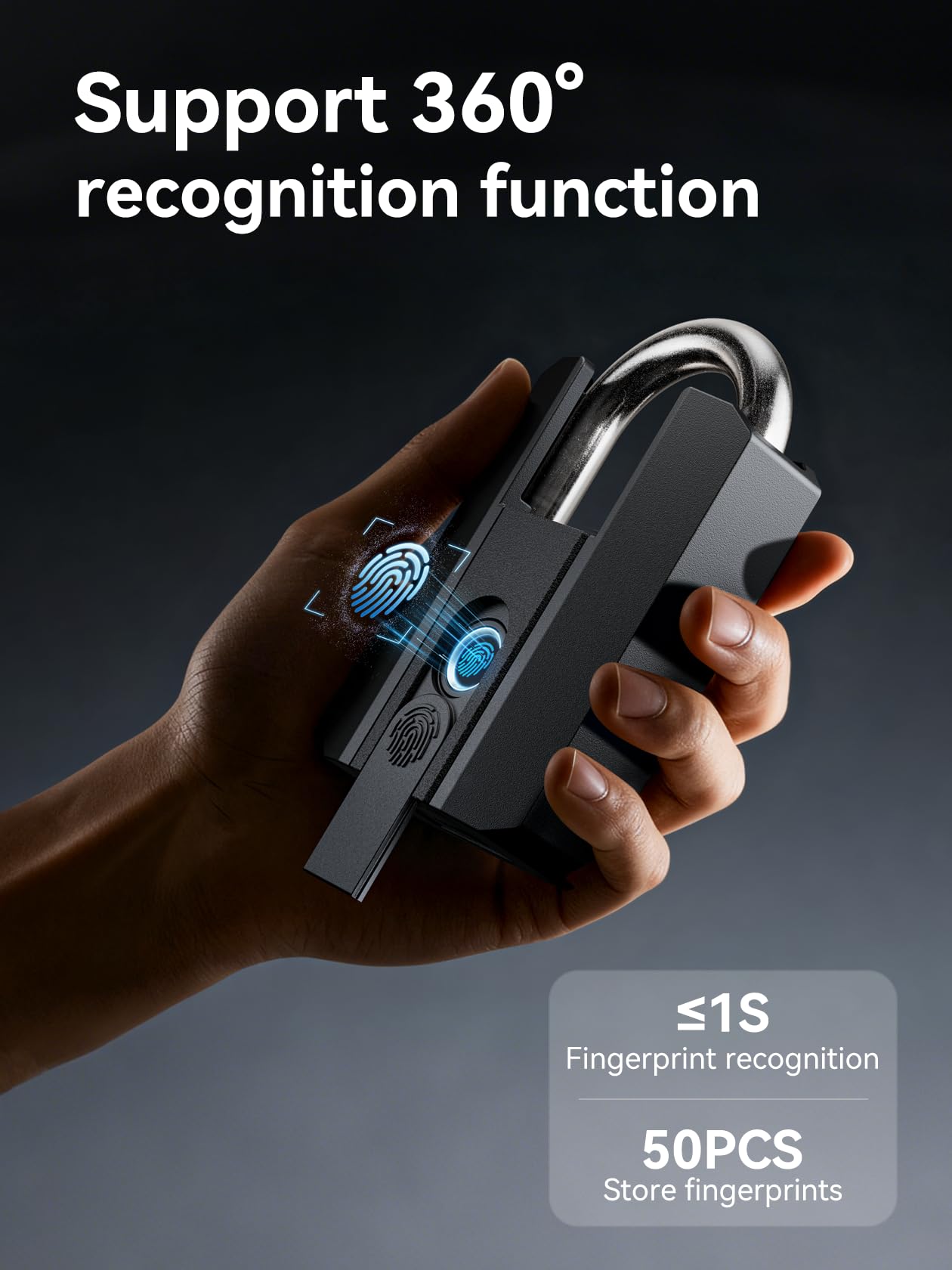 Heavy Duty Fingerprint Smart Padlock with TTLock App Control, IP67 Waterproof Biometric Lock with Type-C Rechargeable Battery
