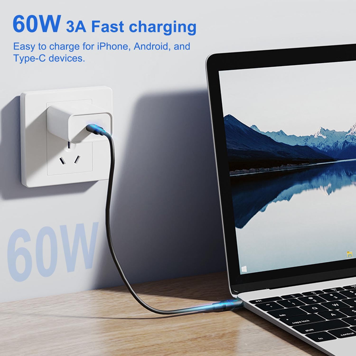 Multifunction USB Adapter Kit with 60W Fast Charging Cable – Travel Charging & Data Transfer Set