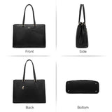 LOVEVOOK Waterproof Leather Laptop Tote Bag for Women – 15.6” Lightweight Business & Office Work Briefcase (Black)
